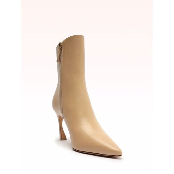 Alexandre Birman Myra 85 Ankle Heeled Boots Women's 10 Beige Leather Kitten Heel - Picture 2 of 10